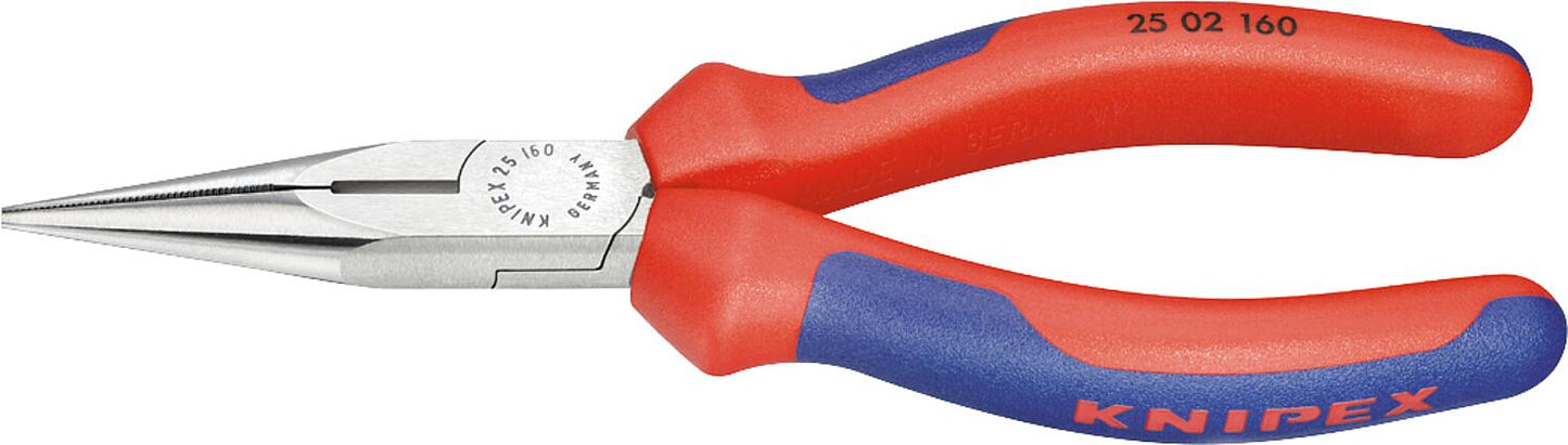 Flat-nose pliers with polished cutting edge, two-tone multi-component handle grips, straight jaws, length 140mm