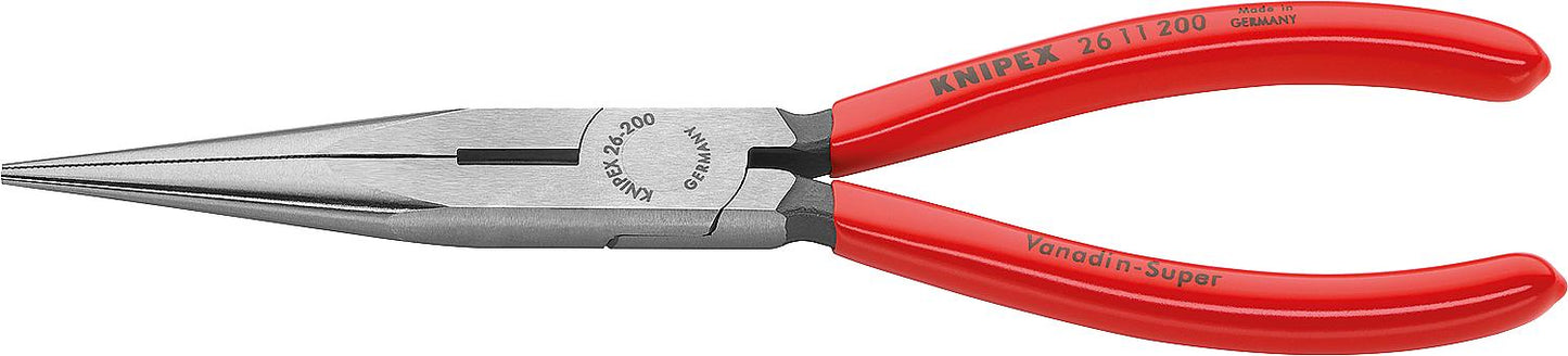 Flat-nose pliers with polished cutting edge, plastic coated, straight jaws, length 140mm