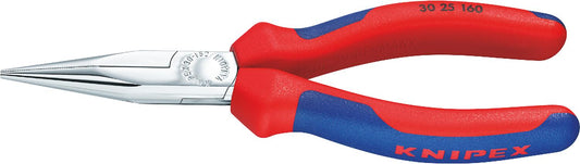 Pince à bec long chromée avec poignées bicolores multicomposants, longueur 140 mm