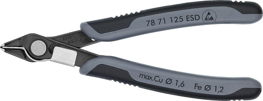 Pince coupante latérale KNIPEX® Super Knips, en acier à outils spécial, polie, avec protection ESD et serre-câble.
