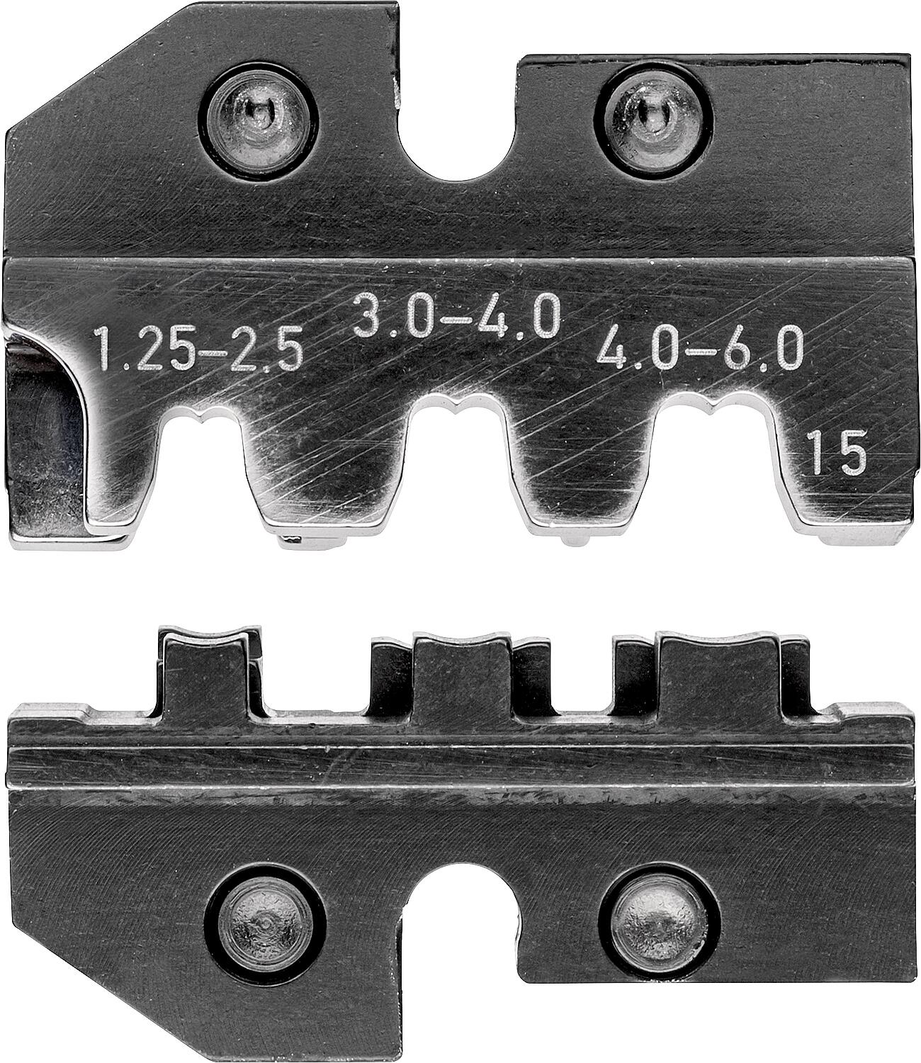 Crimping die for KNIPEX crimping system pliers, flag connectors and uninsulated open connectors, 1.25 - 2.5 &amp; 3.0 - 6.0