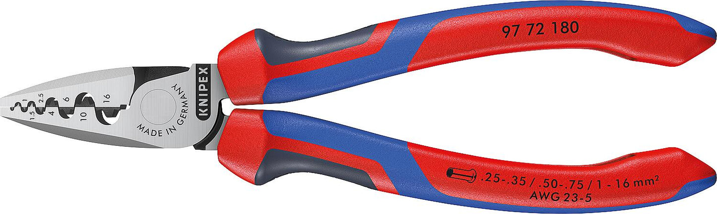 KNIPEX® polished wire end crimping pliers with multi-component handle, length 180mm