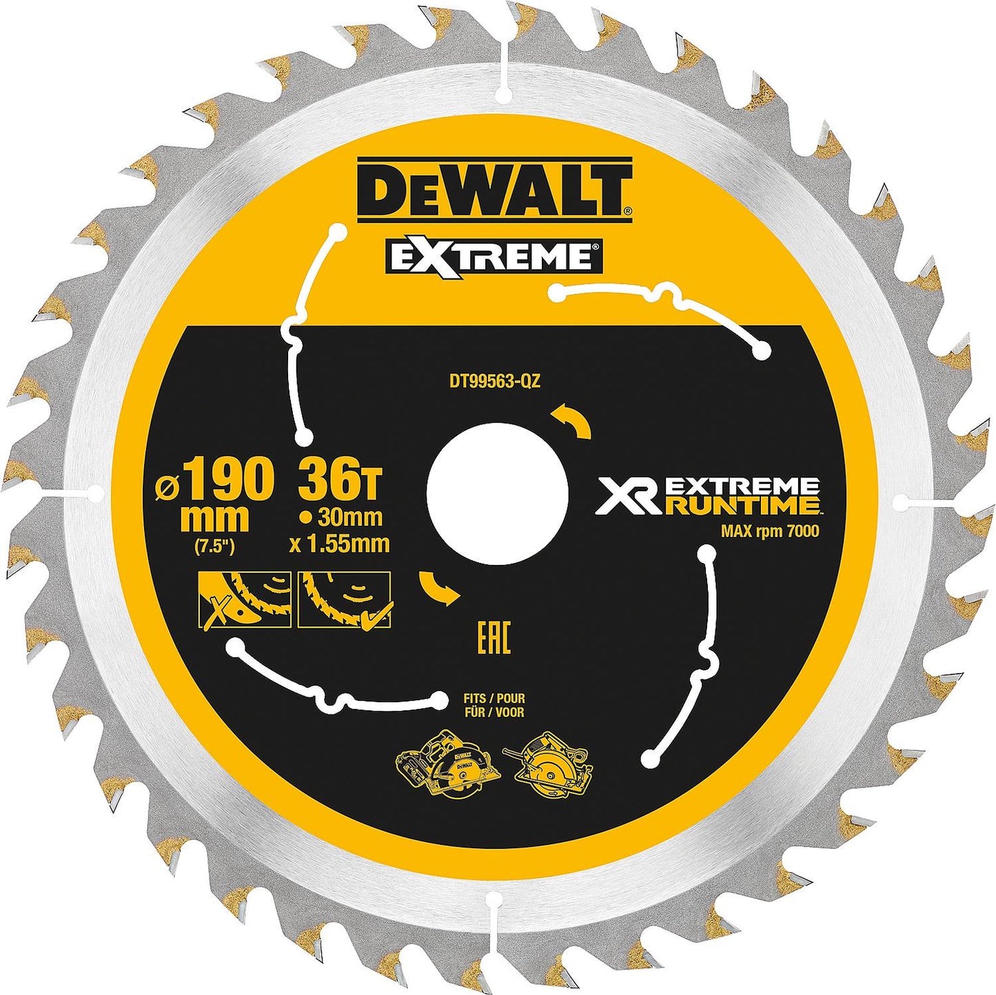Kreissägeblatt Dewalt, XR Extreme Runtime, ø 190 x 30 mm