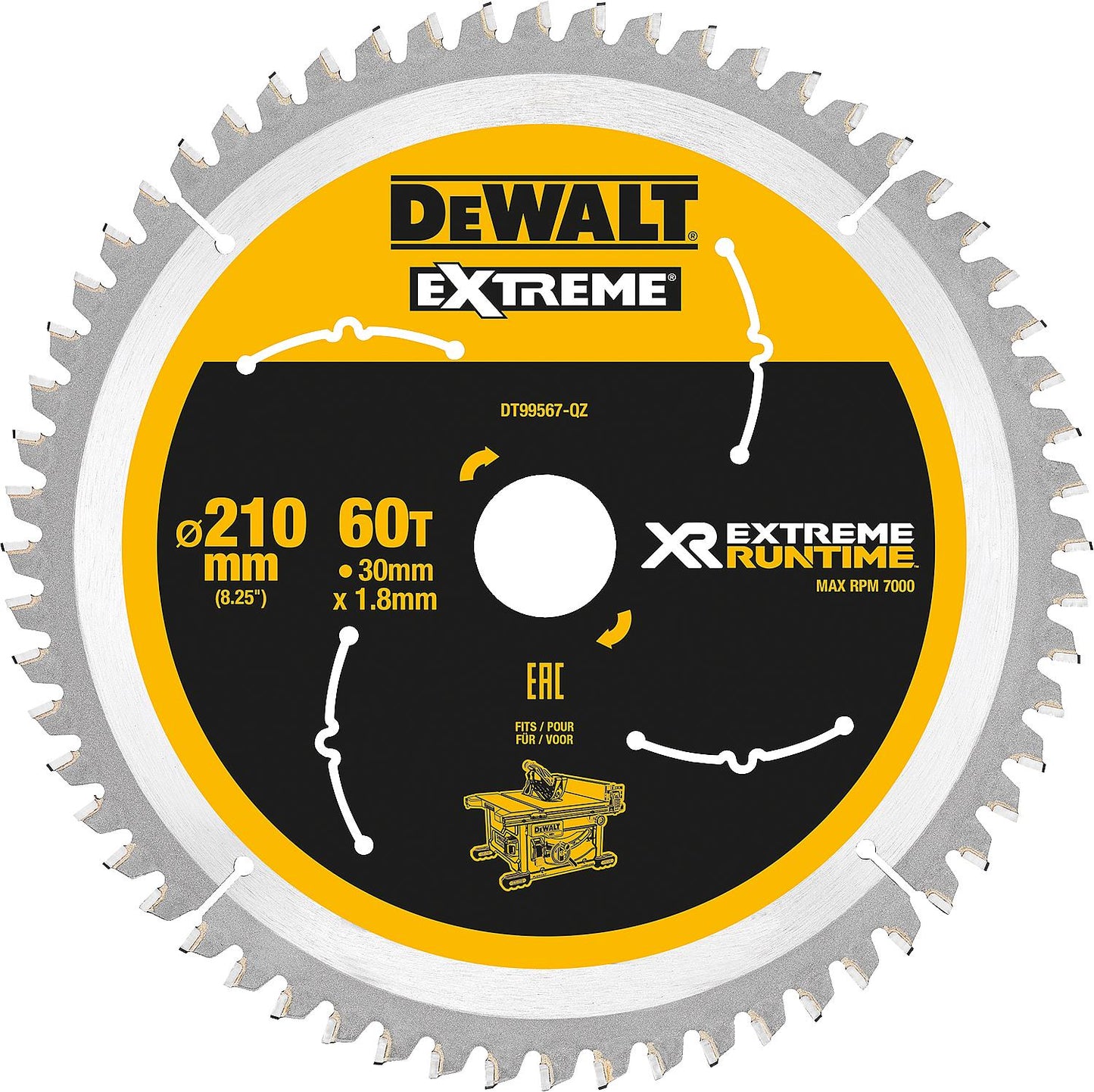 Kreissägeblatt Dewalt, XR Extreme Runtime, ø 190 x 30 mm