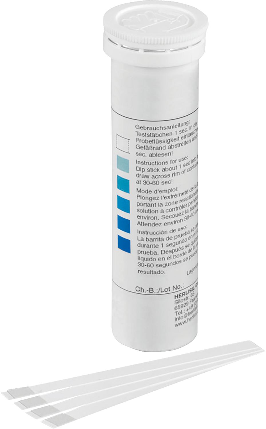 Bandelettes de test H₂O₂ 0-50 mg/l, 100 unités par boîte
