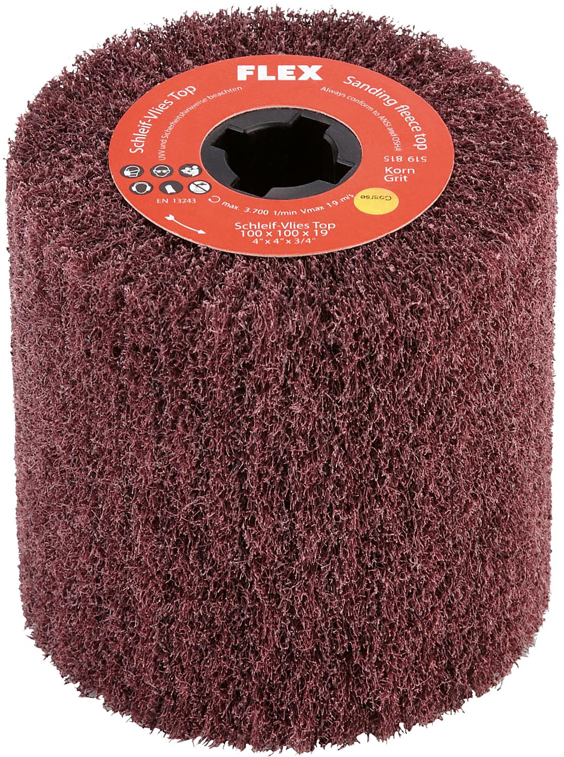 FLEX abrasive fleece, ideal for cleaning, satin finishing, and smoothing, Ø 100 x 100 mm, grit 80