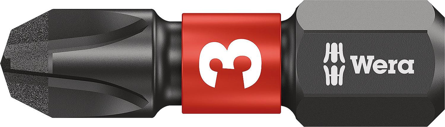 Wera 851/1 IMP DC PH DIY impact driver Phillips bit with 1/4" drive, diamond-coated, PH3 x 25 mm, pack of 10