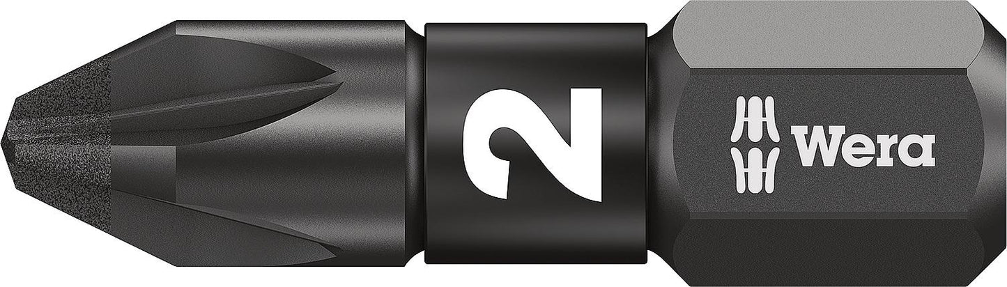 Embouts Pozidriv Wera 855/1 IMP DC PZ pour visseuse à percussion, entraînement 1/4", revêtement diamant, PZ3 x 25 mm, lot de 10