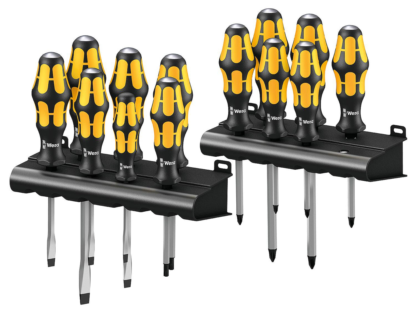 WERA Kraftform Big Pack screwdriver set, impact cap, 13-piece set including Phillips, slotted, and Torx screws.