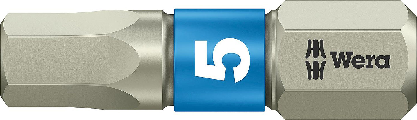 Wera 3840/1 TS hex bit with 1/4" drive, metric, short, stainless steel with torsion zone, Hex-Plus, SW 2.5 x 25 mm