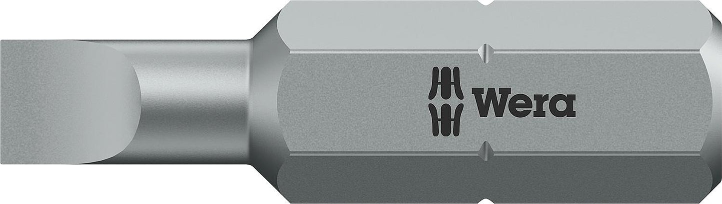 Wera 800/1 Z slotted bit with 1/4" drive, metric, short, tough, SL4.5 x 0.6 x 25 mm