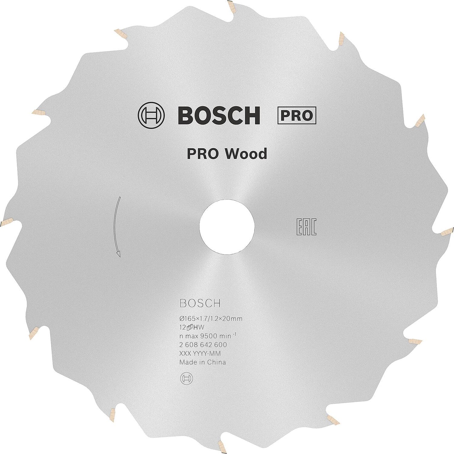 Lame de scie circulaire BOSCH Ø 165 x 20 à 12 dents pour coupes longitudinales et transversales dans le bois
