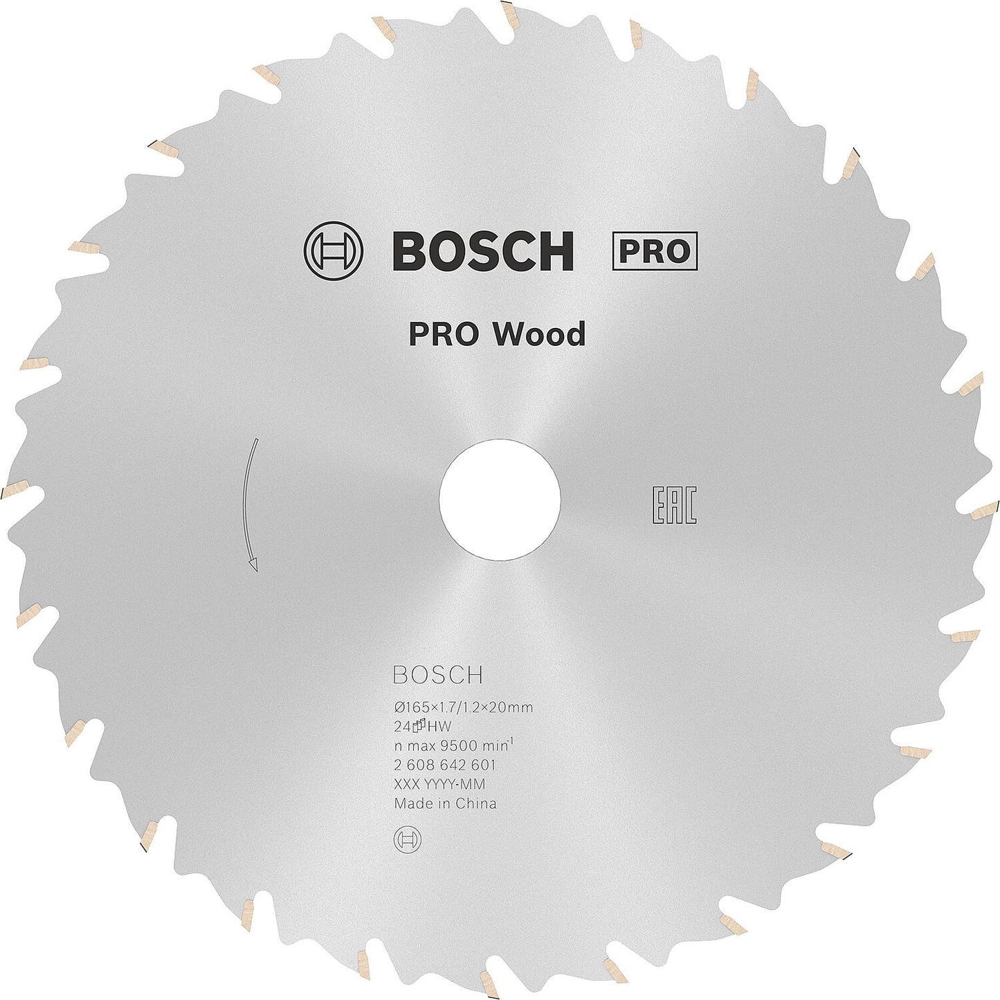 Lame de scie circulaire BOSCH Ø 165 x 20 à 12 dents pour coupes longitudinales et transversales dans le bois