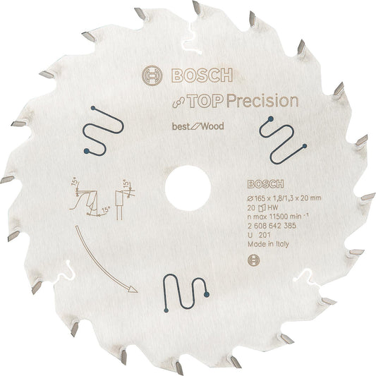 BOSCH circular saw blade Ø 165 x 20, 20 teeth, for all types of cuts in wood