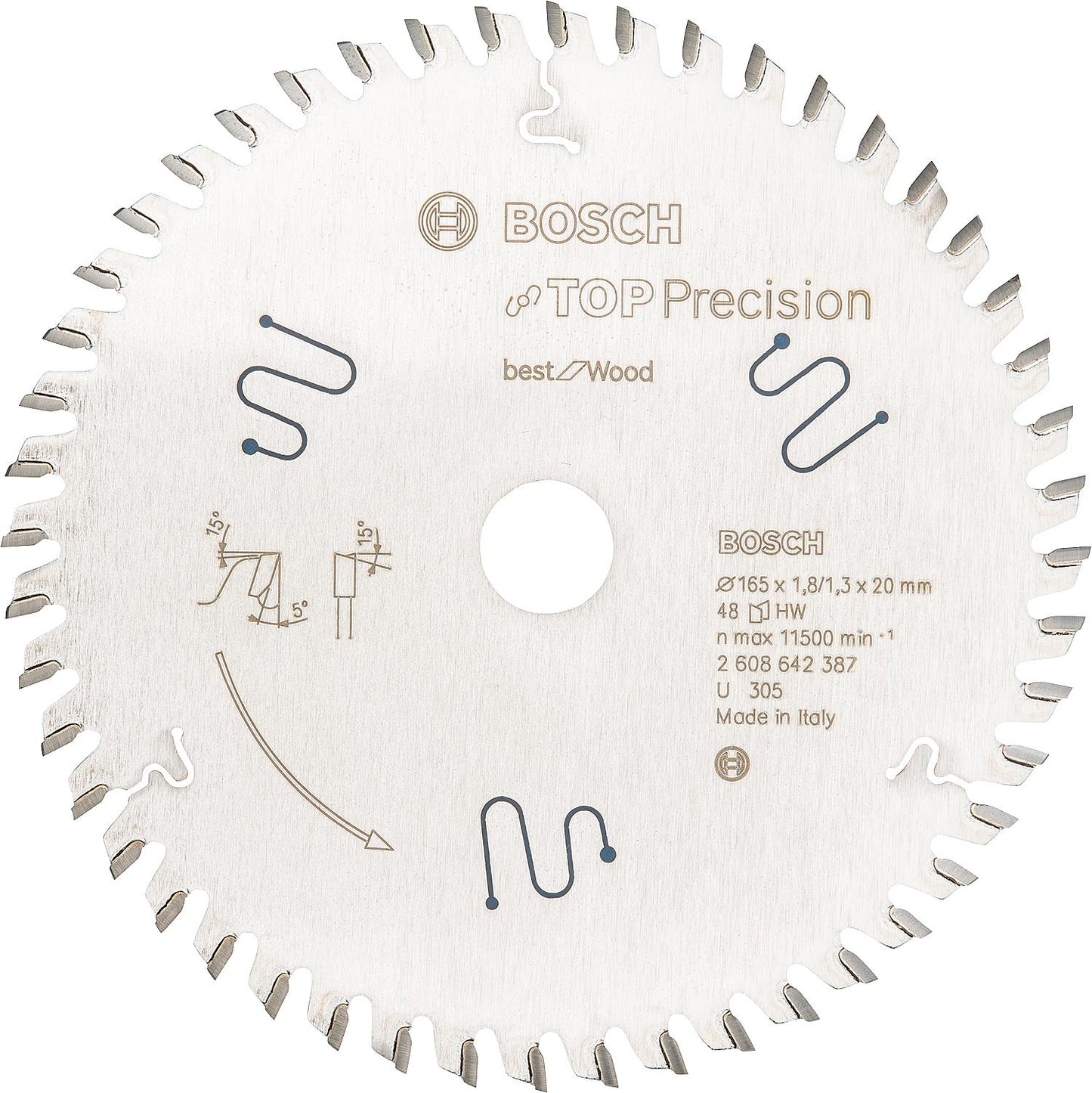 Lame de scie circulaire BOSCH Ø 165 x 20 mm à 56 dents pour aluminium, plastique, résine époxy et bois
