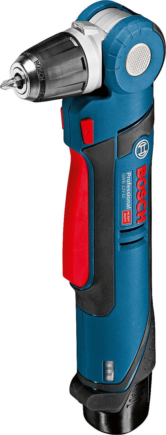 BOSCH 12V GWB 12V-10 cordless angle drill with 2 x 2.0 Ah batteries and charger