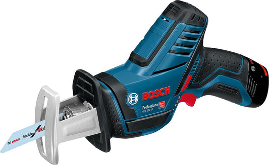 BOSCH 12V GSA 12V-14 cordless reciprocating saw with 2 x 3.0 Ah batteries and charger
