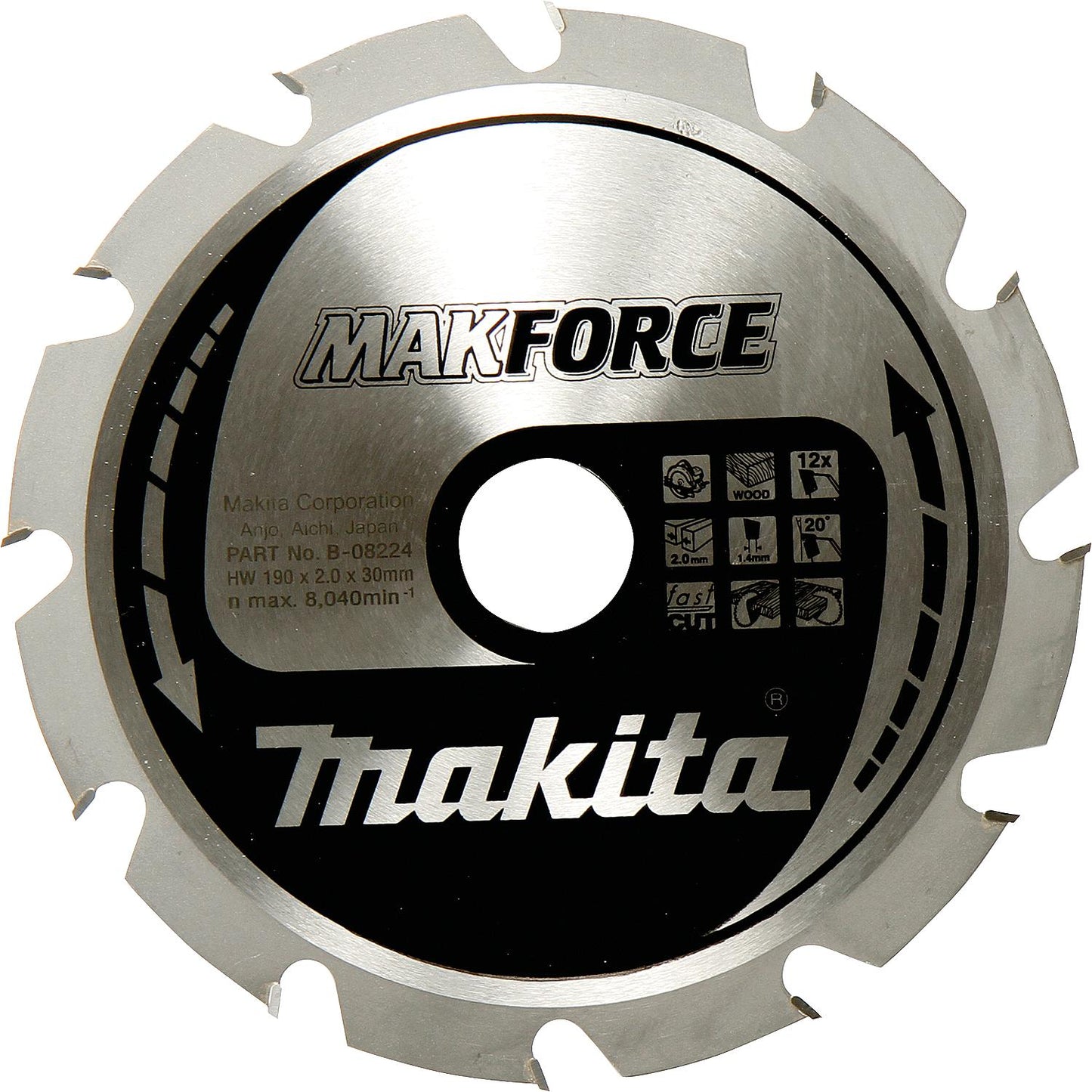 MAKITA circular saw blade Ø 190 x 30 mm, 12 teeth, for longitudinal and cross cuts in wood