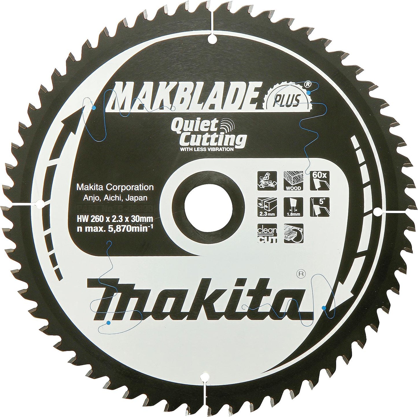 MAKITA circular saw blade Ø 260 x 30 mm, 60 teeth, for wood