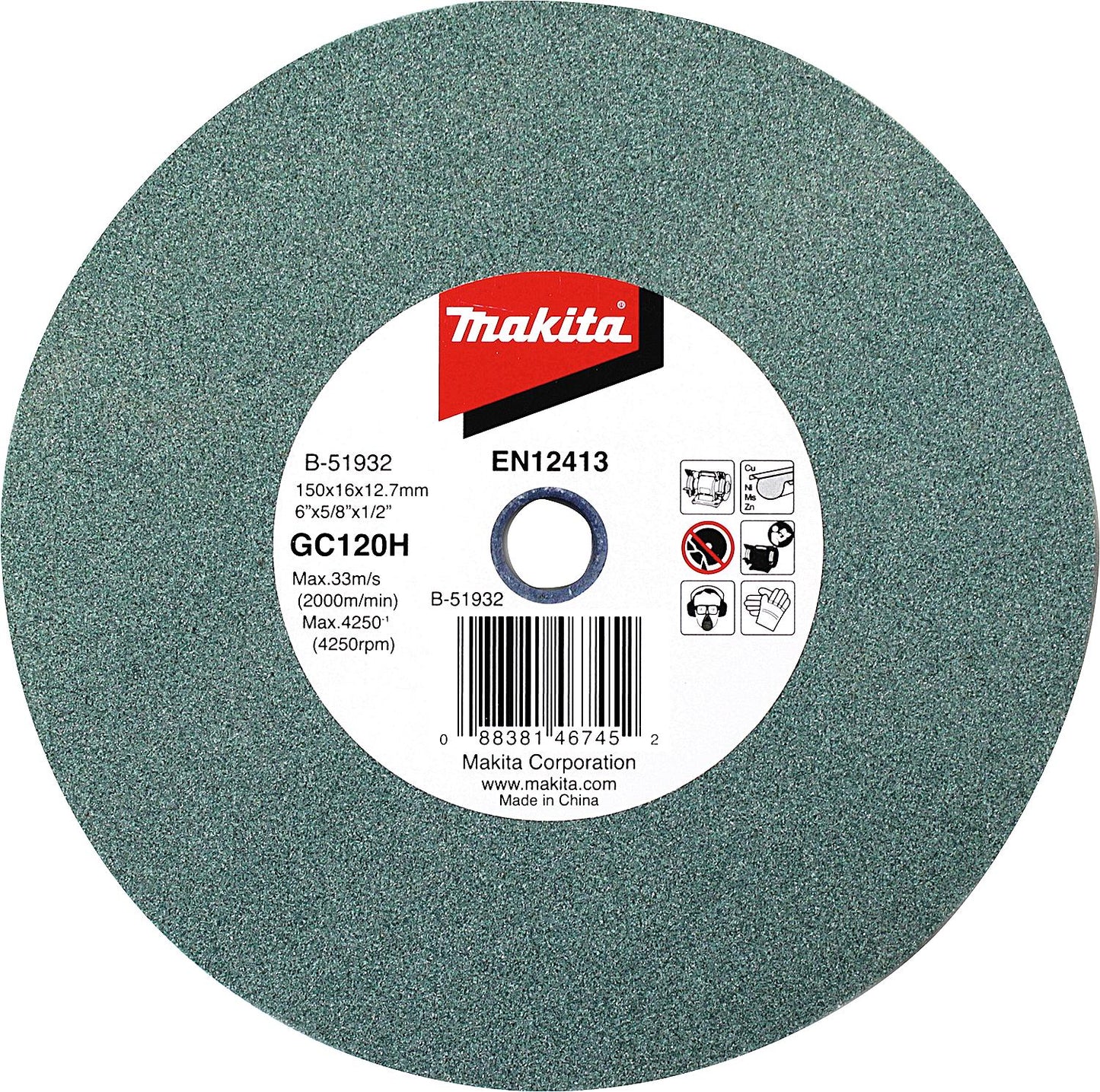 Replacement grinding stone MAKITA Ø 150 x 16.0 x 12.7 mm, grit 120