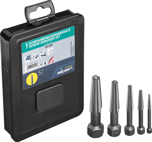 Schraubenausdreherset ALPEN 5-teilig M5-M20 in Metallkassette
