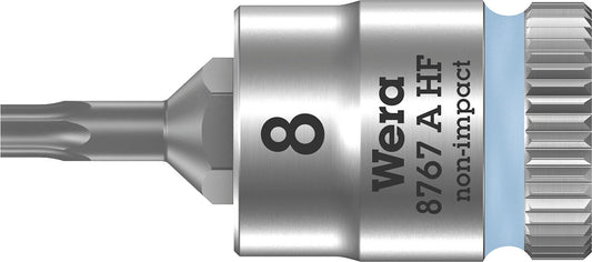 Wera 8767 A HF Torx® socket insert, bit socket with 1/4" drive, short, with holding function, T8 x 28 mm