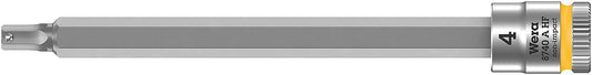 Wera 8740 A HF internal hexagon socket insert, bit socket with 1/4" drive, metric, long, with holding function, 4.0 x 100 mm