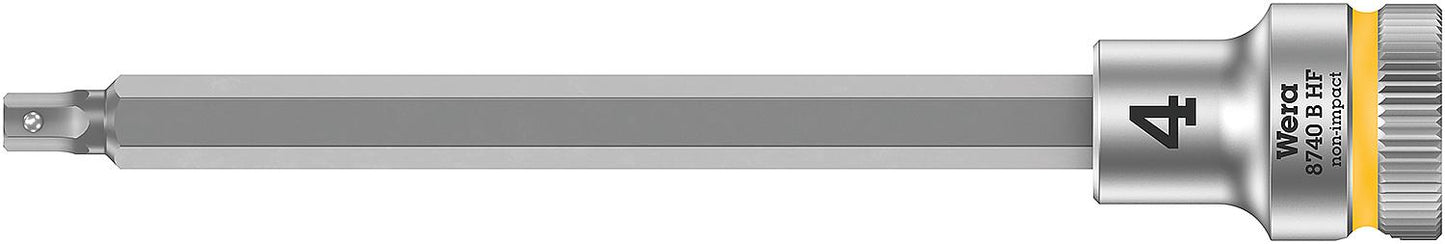 Wera 8740 B HF internal hexagon socket insert bit socket with 3/8" drive, metric, long, with holding function, SW 4.0 x 107 mm