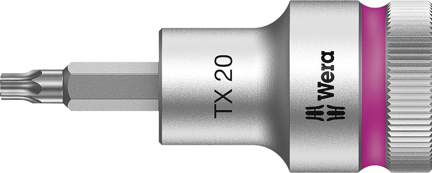 Wera 8767 C HF Torx® socket insert, bit socket with 1/2" drive, short, with holding function, T20 x 60 mm