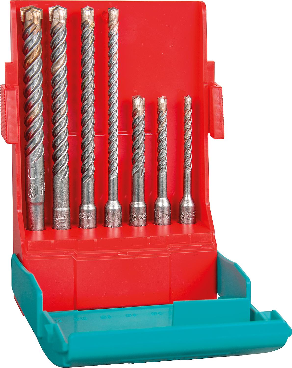 HELLER® 7-piece 4Power hammer drill bit set with SDS-Plus chuck Ø 5/6/6/8/8/10/12 mm
