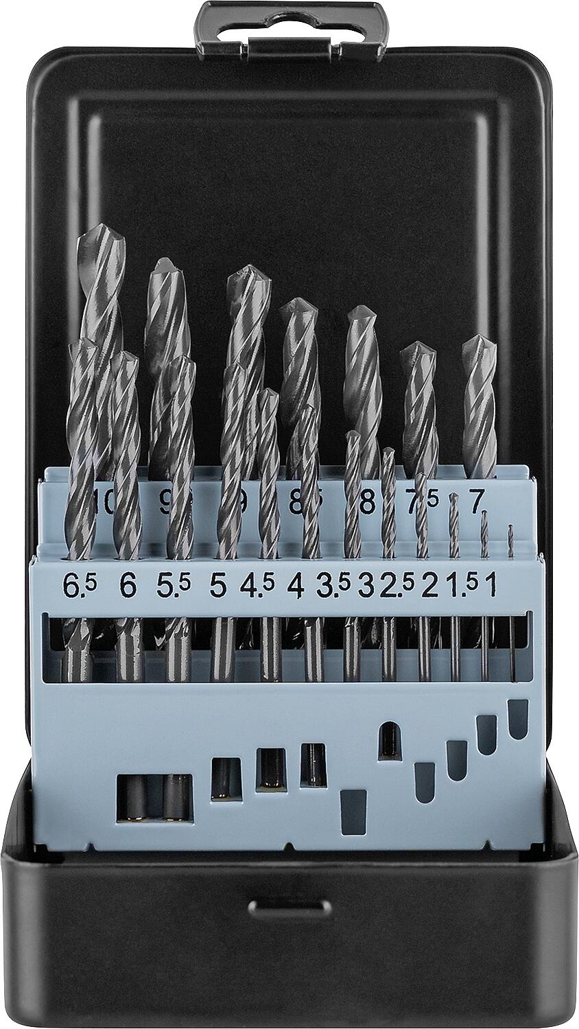 Coffret de forets à métaux Heller® 0901 HSS-R DIN 338 RN, ø 1-10/13, queue cylindrique, 19/25 pièces