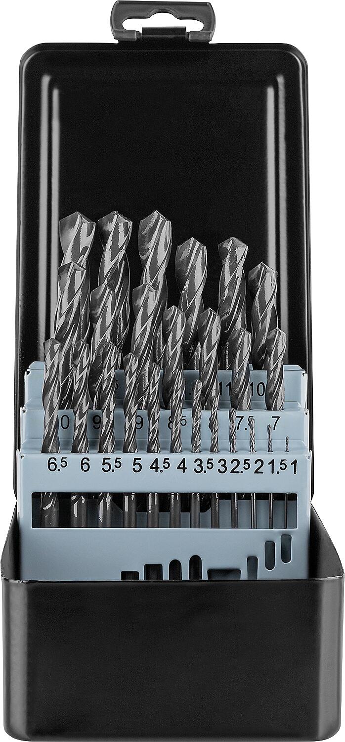 Coffret de forets à métaux Heller® 0901 HSS-R DIN 338 RN, ø 1-10/13, queue cylindrique, 19/25 pièces