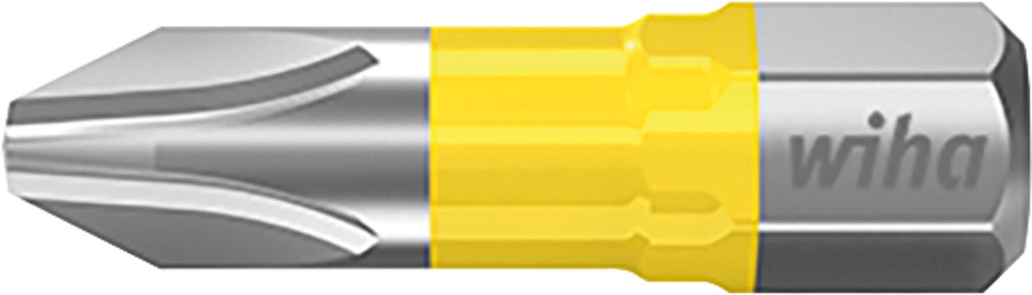 Wiha 7011Y Phillips Y-Bit for power screwdrivers with 1/4" drive, short, with torsion zone, PH1 x 25 mm, pack of 5