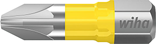Wiha 7012Y Pozidriv Y-Bit for power screwdrivers with 1/4" drive, short, with torsion zone, PZ1 x 25 mm, pack of 5