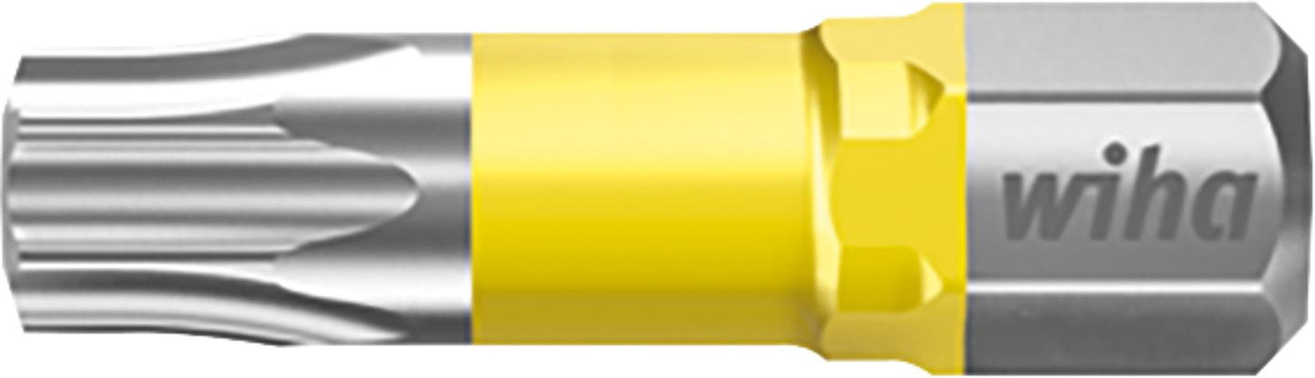 Wiha 7015Y Torx® Y-Bit for power screwdrivers with 1/4" drive, short, with torsion zone, T10 x 25 mm, pack of 5