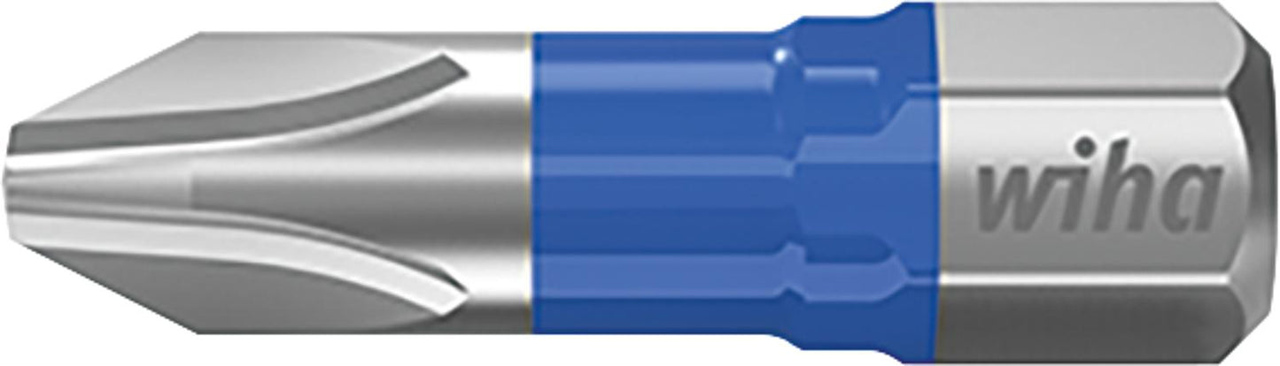 Wiha 7011T Phillips T-bit screwdriver bit with 1/4" drive, short, with torsion zone, PH1 x 25 mm, pack of 5