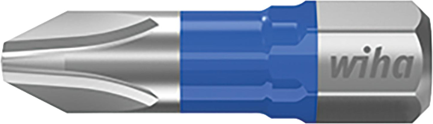 Wiha 7011T Phillips T-bit screwdriver bit with 1/4" drive, short, with torsion zone, PH1 x 25 mm, pack of 5