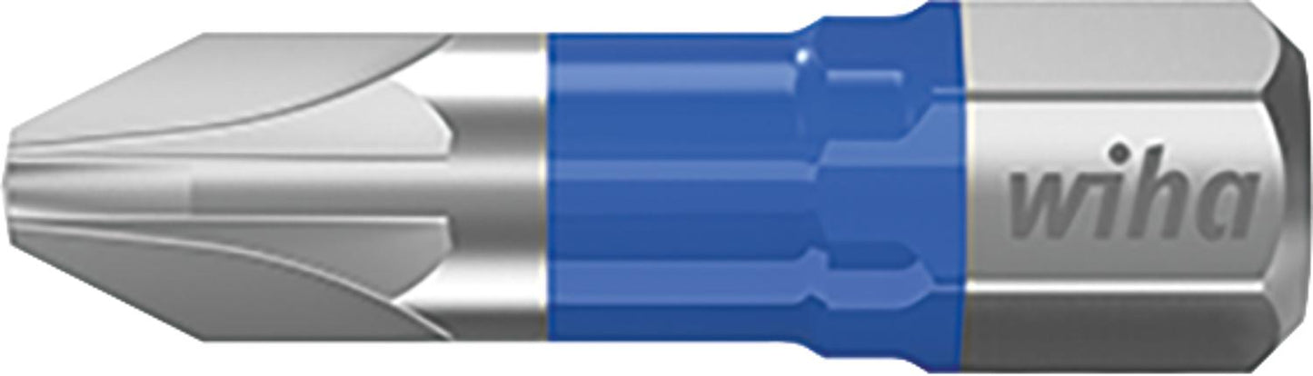 Wiha 7012T Pozidriv T-bit for power screwdrivers with 1/4" drive, short, with torsion zone, PZ1 x 25 mm, pack of 5