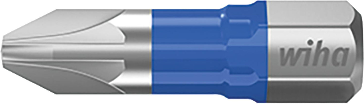 Wiha 7012T Pozidriv T-bit for power screwdrivers with 1/4" drive, short, with torsion zone, PZ1 x 25 mm, pack of 5