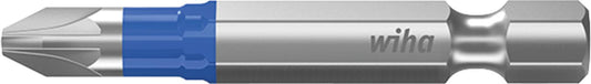 Wiha 7042T Pozidriv T-bit for power screwdrivers with 1/4" drive, long, with torsion zone, PZ2 x 50 mm, pack of 5