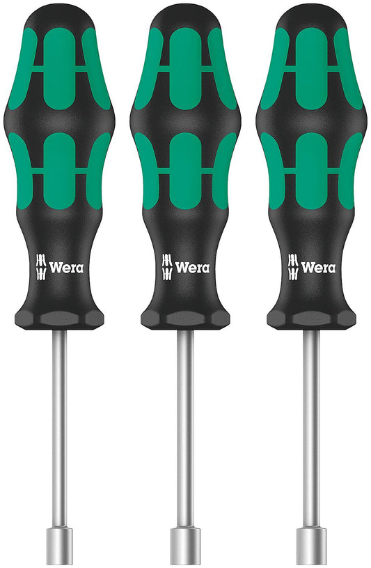 Wera 395 HO/3 Sanitary Hex Screwdriver Set (Socket Wrench), Round Blade, Hollow Shank, 3-Piece