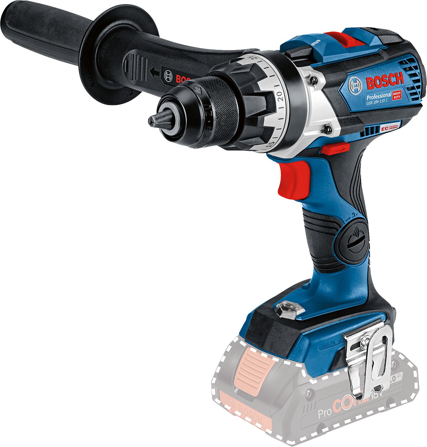 BOSCH GSR 18V-110 C 18V cordless drill/driver with 2x 4.0 ProCORE batteries and charger