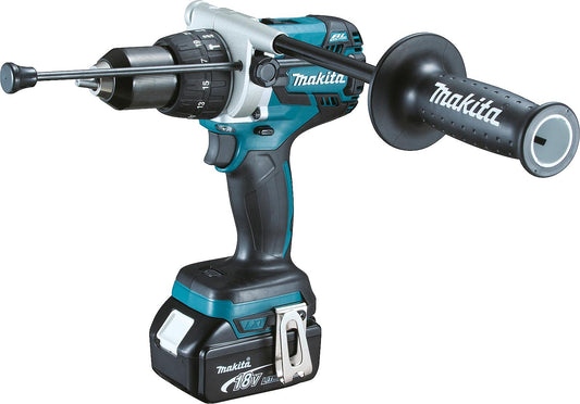 MAKITA DHP481RTJ 18V cordless impact drill/driver with 2x 5.0 Ah batteries and charger