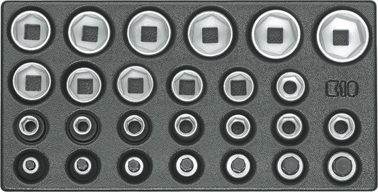 External hexagon socket wrench set GEDORE 1500 ES-19, 26-piece 1/2"