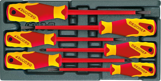 GEDORE VDE 6-piece screwdriver set in ABS plastic, slotted/Pozidriv module