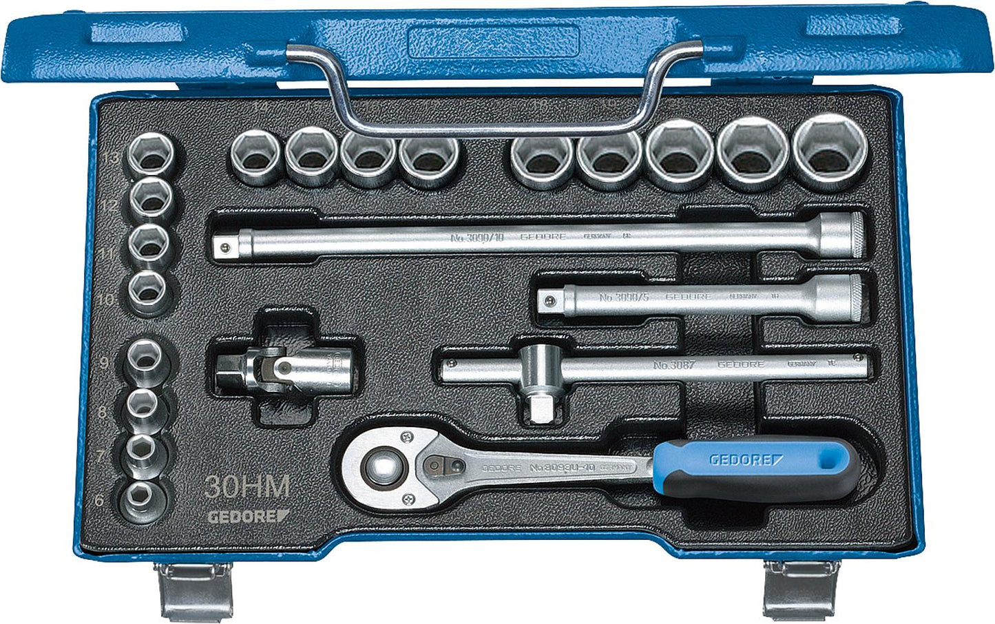 GEDORE 30 HMU-10 socket wrench set, 22-piece 3/8"