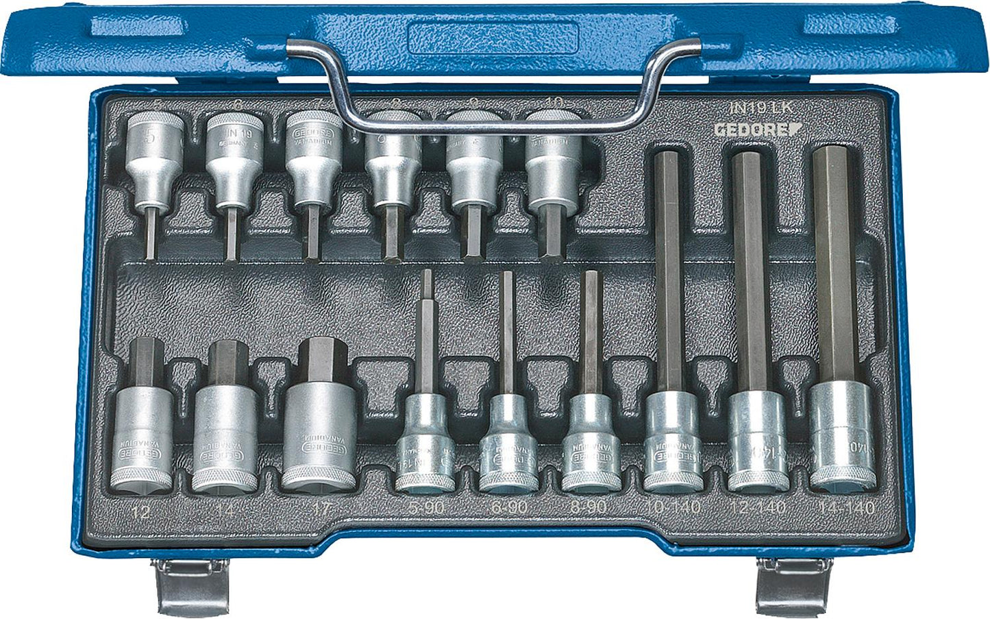 GEDORE IN 19 LKM 15-piece 1/2" hex socket set