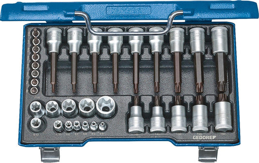 Torx® socket wrench set GEDORE 19 TX 20, 34-piece 1/4" and 1/2"