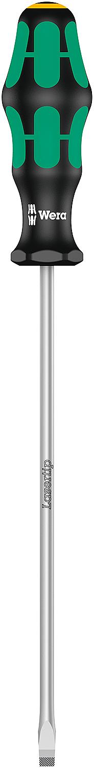 Wera 344 Kraftform Plus Series 300 slotted screwdriver, workshop blade, round blade, Lasertip point, SL6.5 x 1.2 x 150 mm