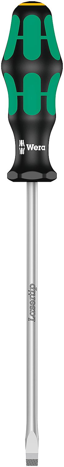 Wera 344 Kraftform Plus Series 300 slotted screwdriver, workshop blade, round blade, Lasertip point, SL6.5 x 1.2 x 150 mm